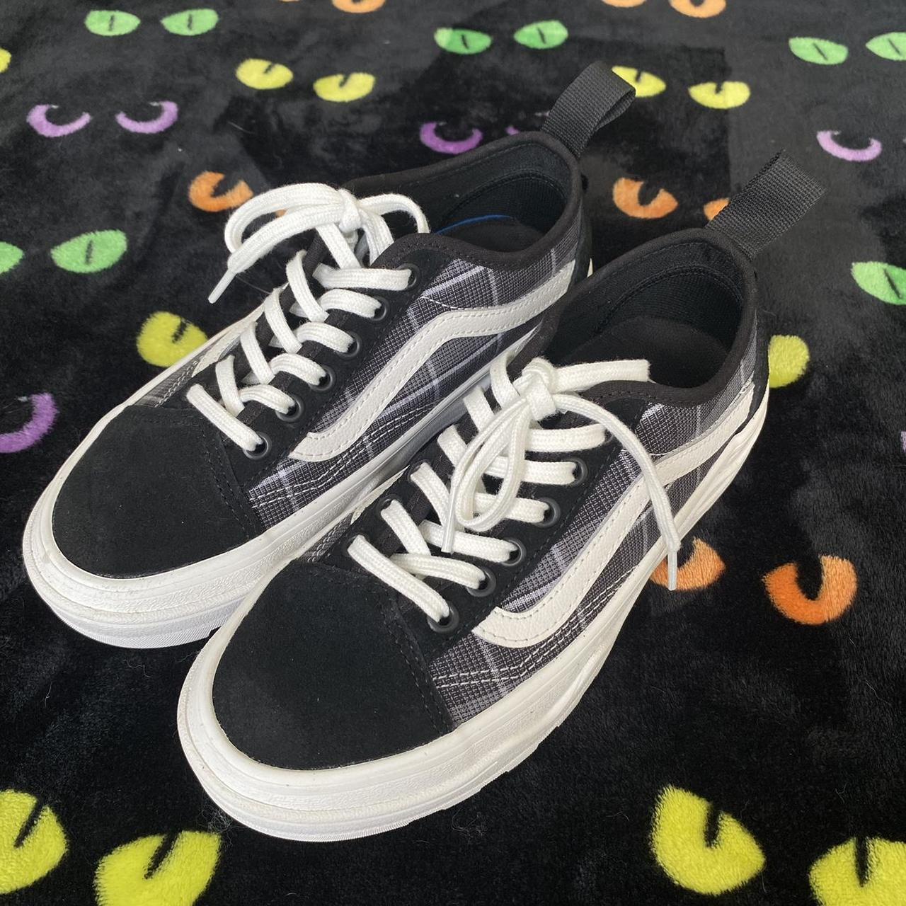 vans old skool wafflecup plaid black shoes... - Depop