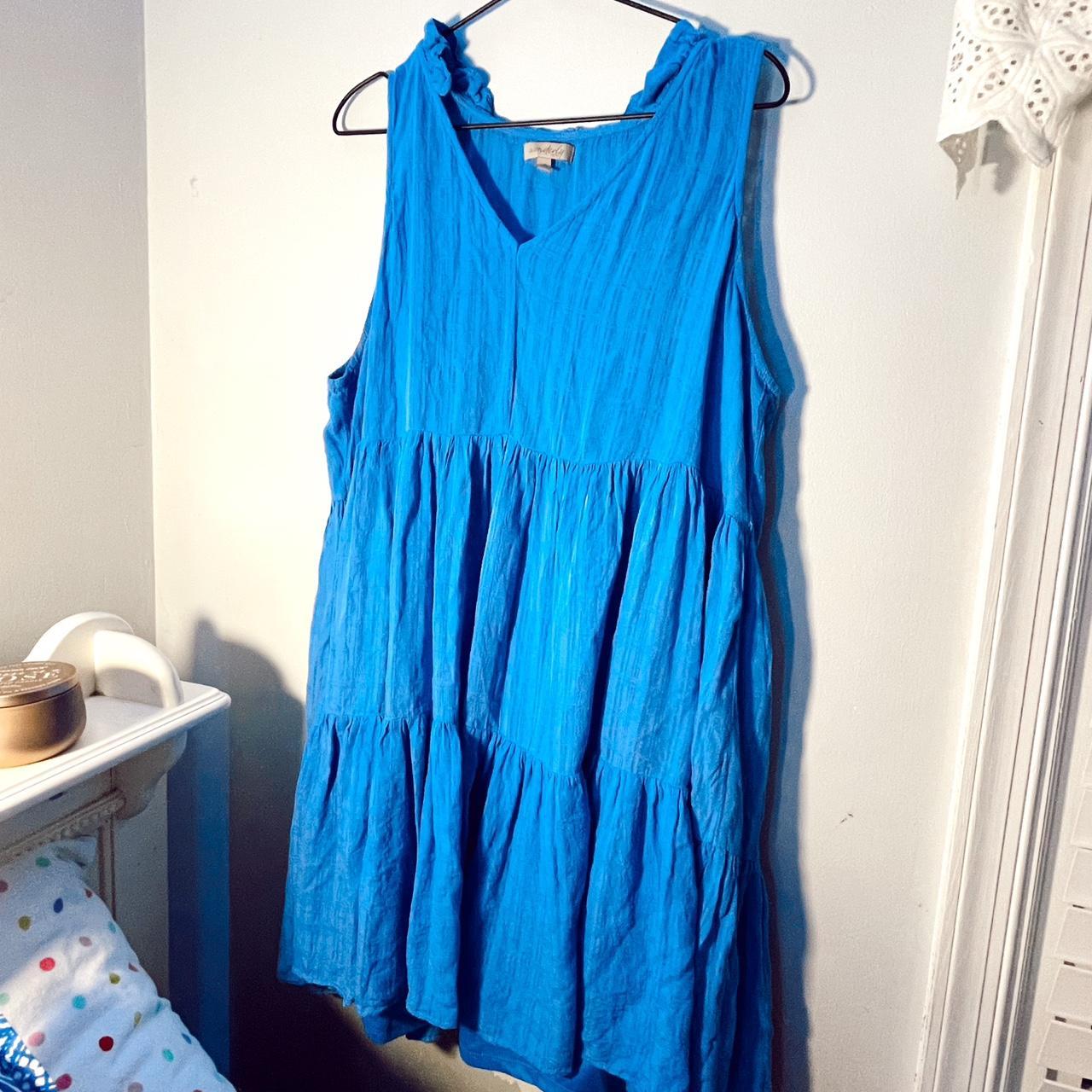 WONDERLY BLUE SUMMER DRESS size 1X but can also fits... - Depop