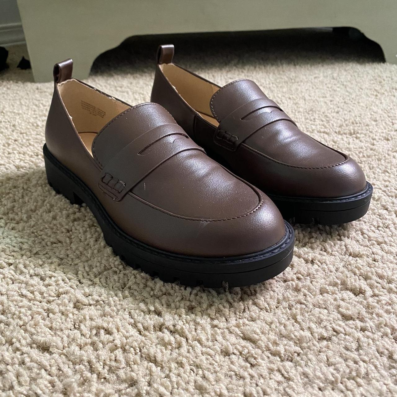 platform brown loafers