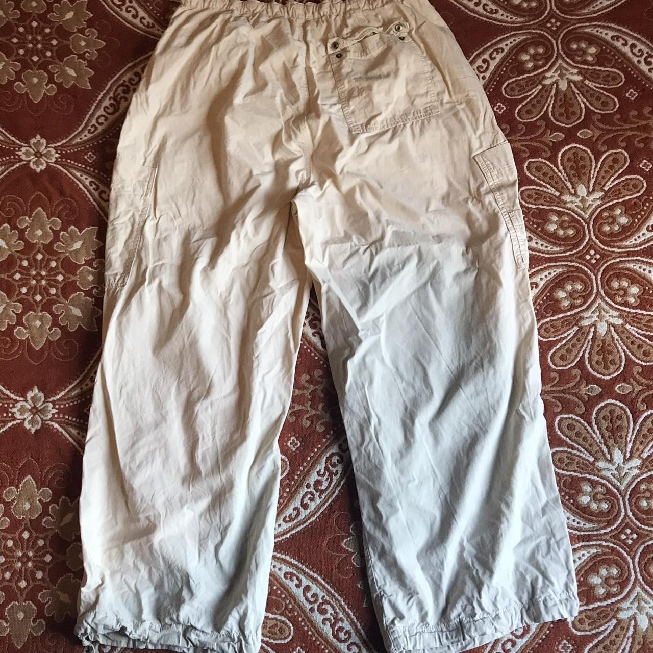 Jaded baggy mens parachute tech pants in cream/... - Depop