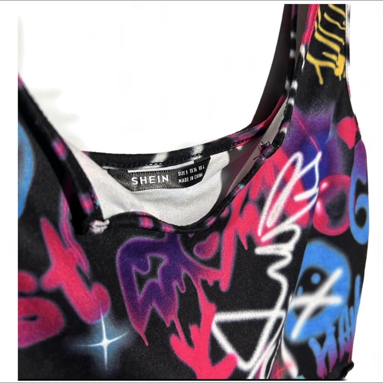 Shein Graffiti Crop Top Size S - Soft and Stretchy... - Depop