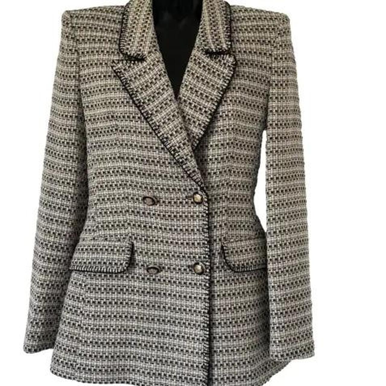 Double Breasted Blazer Zara Plaid Tweed Jacket ZARA Women's Double