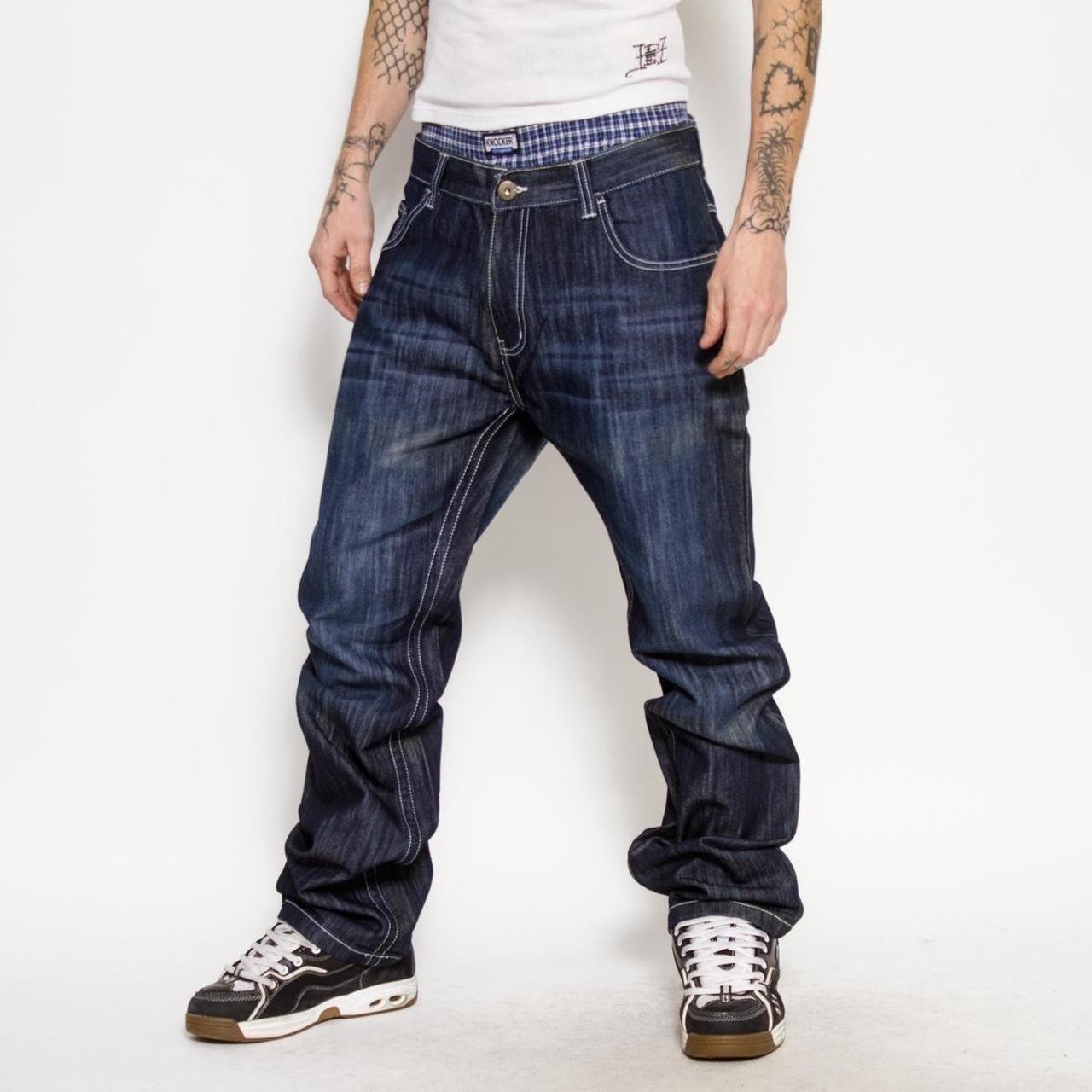 Vintage loose washed hiphop baggy faded jeans