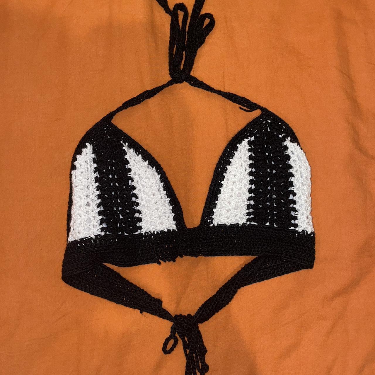 Black And White Crochet Bikini Top Perfect For Depop 1679