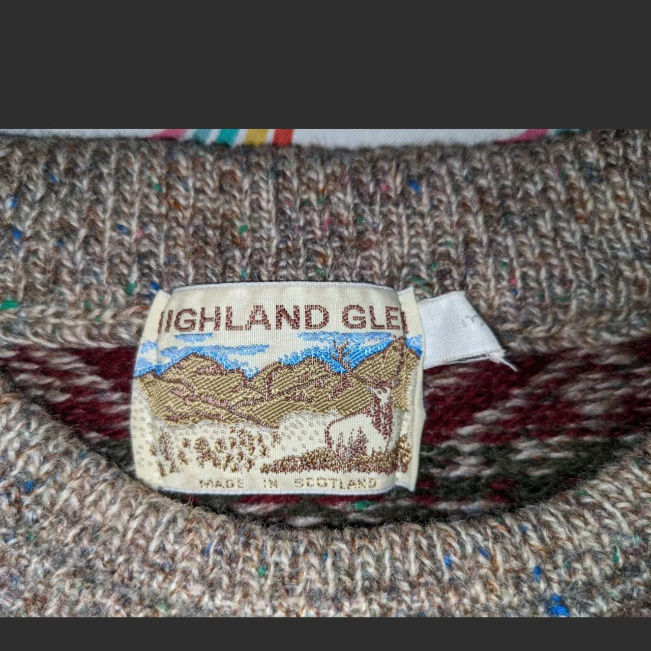 Highland Glen Vintage Knitted Wool Patterned Jumper... - Depop