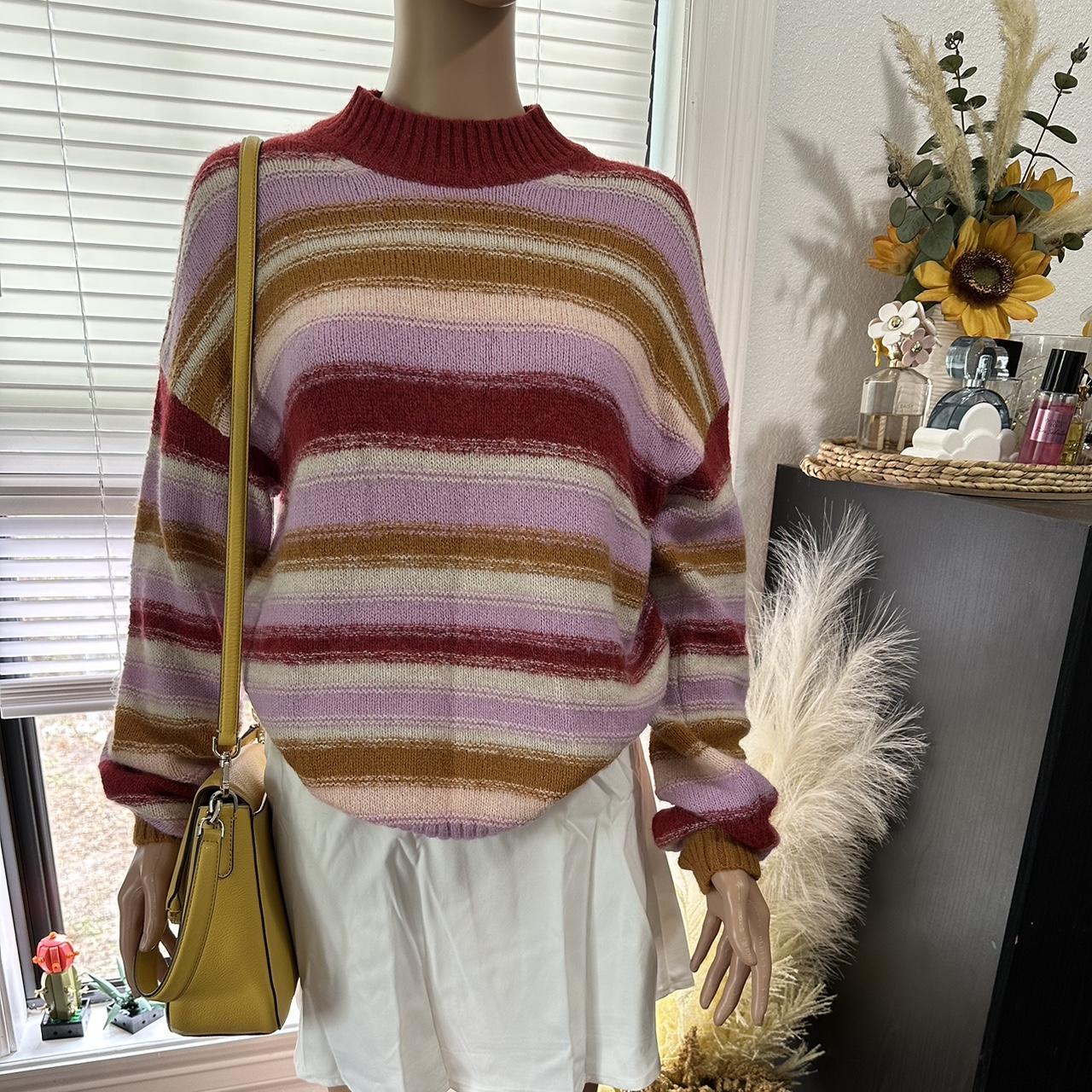 Gap Women's Pink and Red Jumper Depop