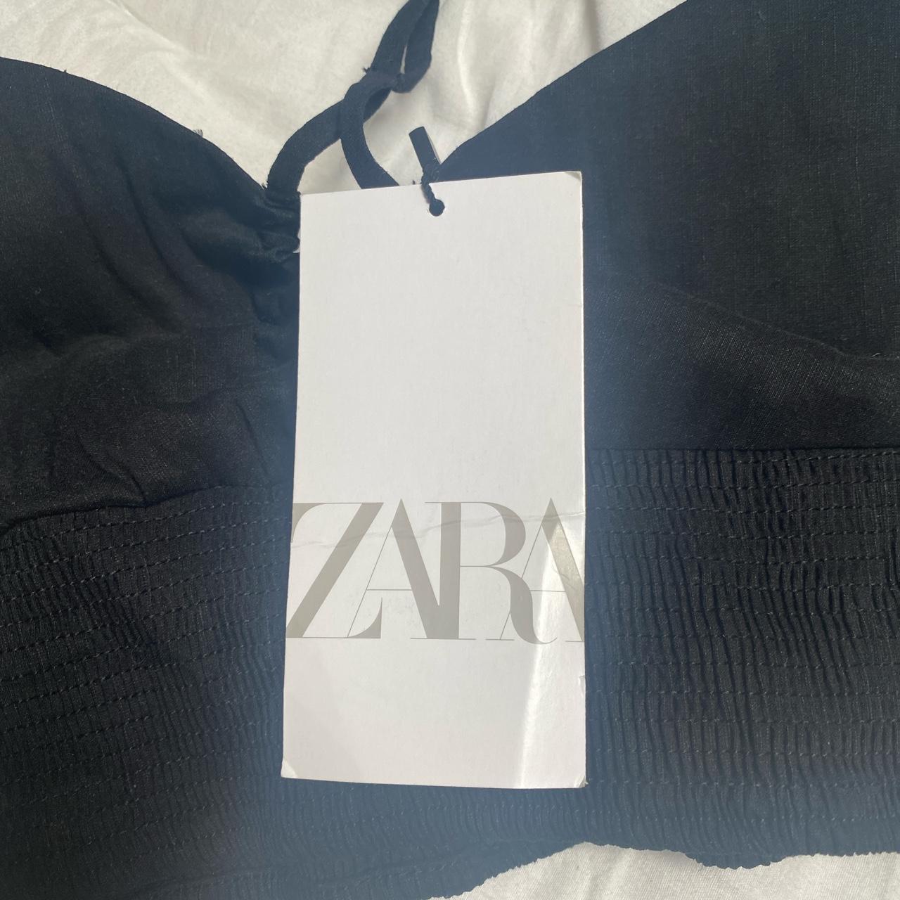 Black Zara strap tie neck crop top, never worn... - Depop