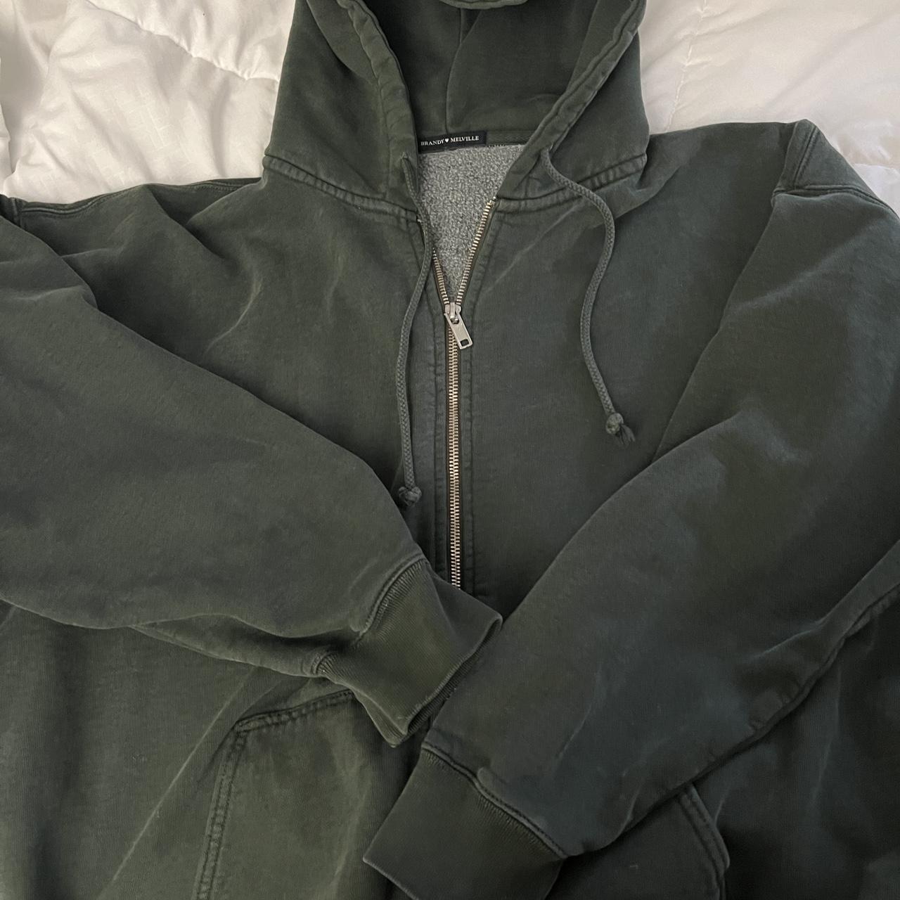 Brandy Melville Women's Green Hoodie Depop