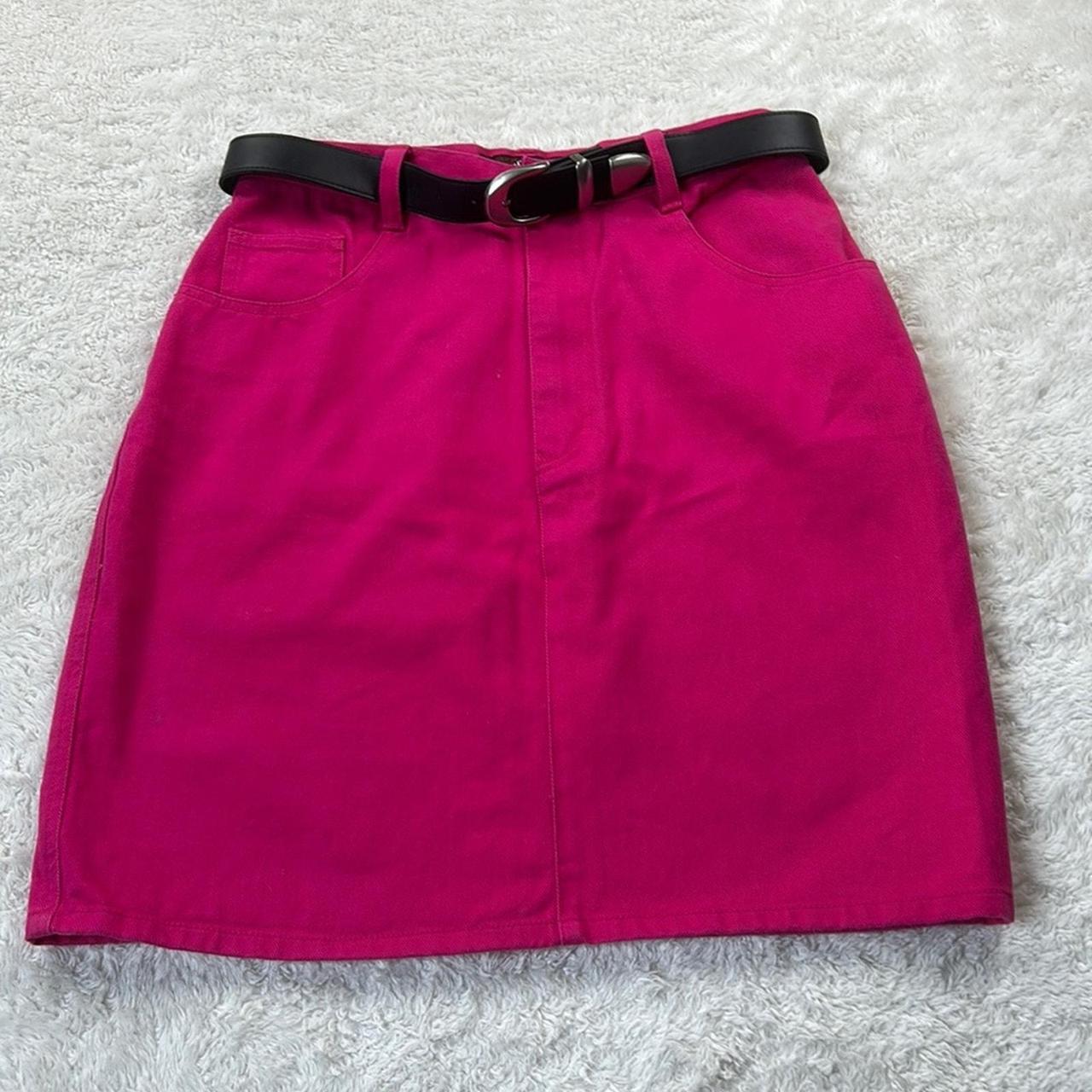 80s pink denim skirt hotsell