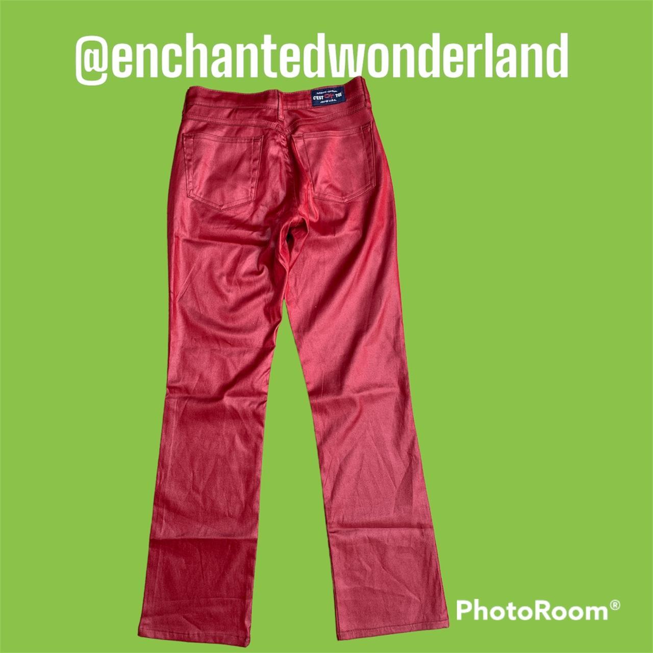 C’est D Women's Red and Burgundy Trousers (2)