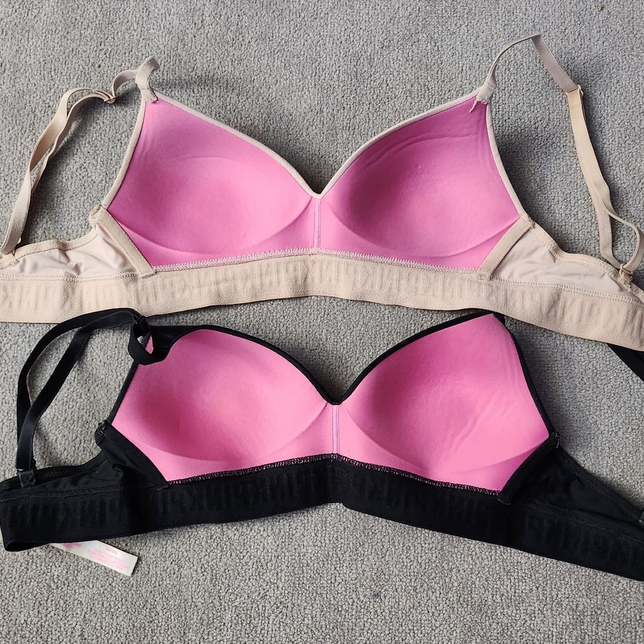 Two 32B Pink/Victoria's Secret lightly lined bras.