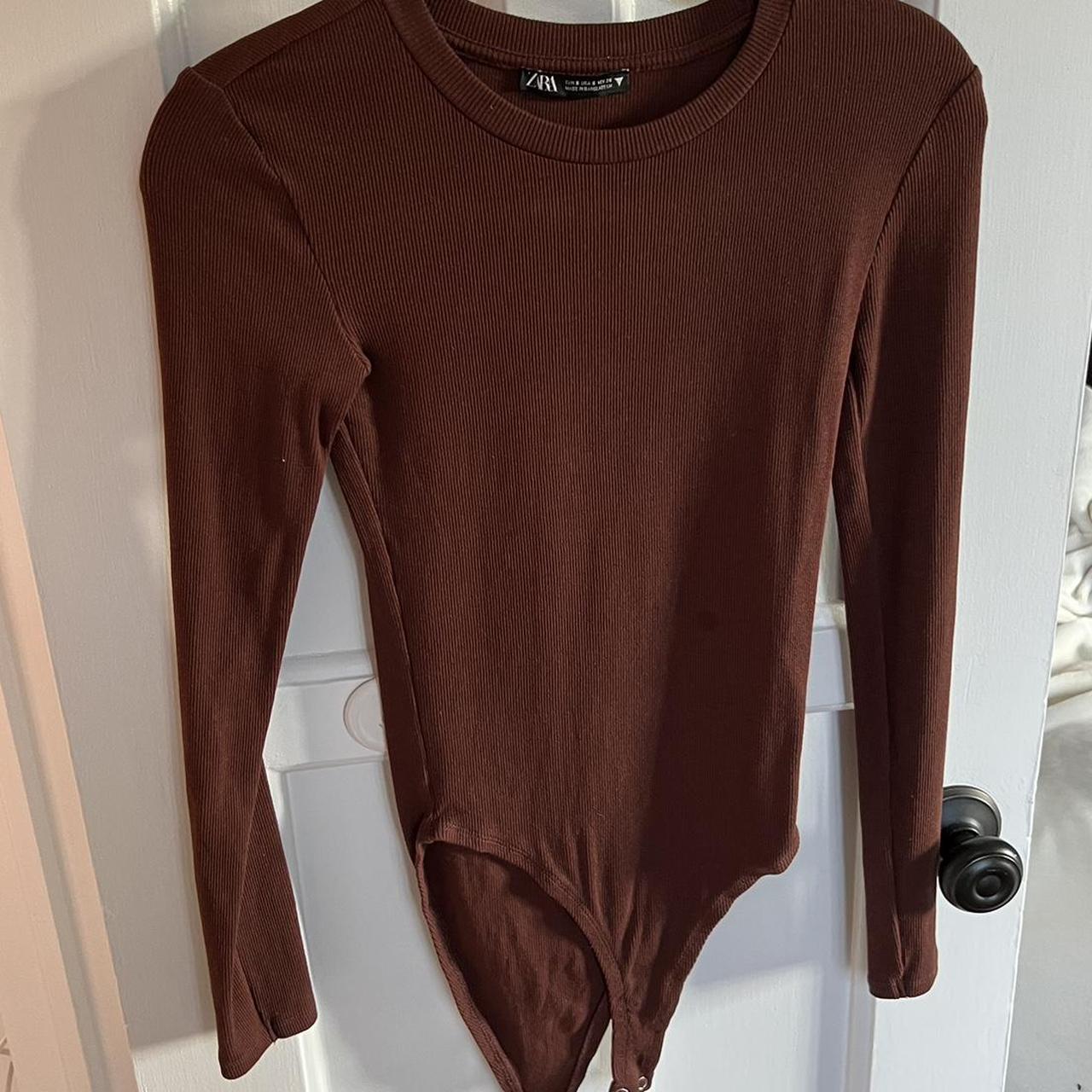 zara ribbed bodysuit size s • Barely worn Depop
