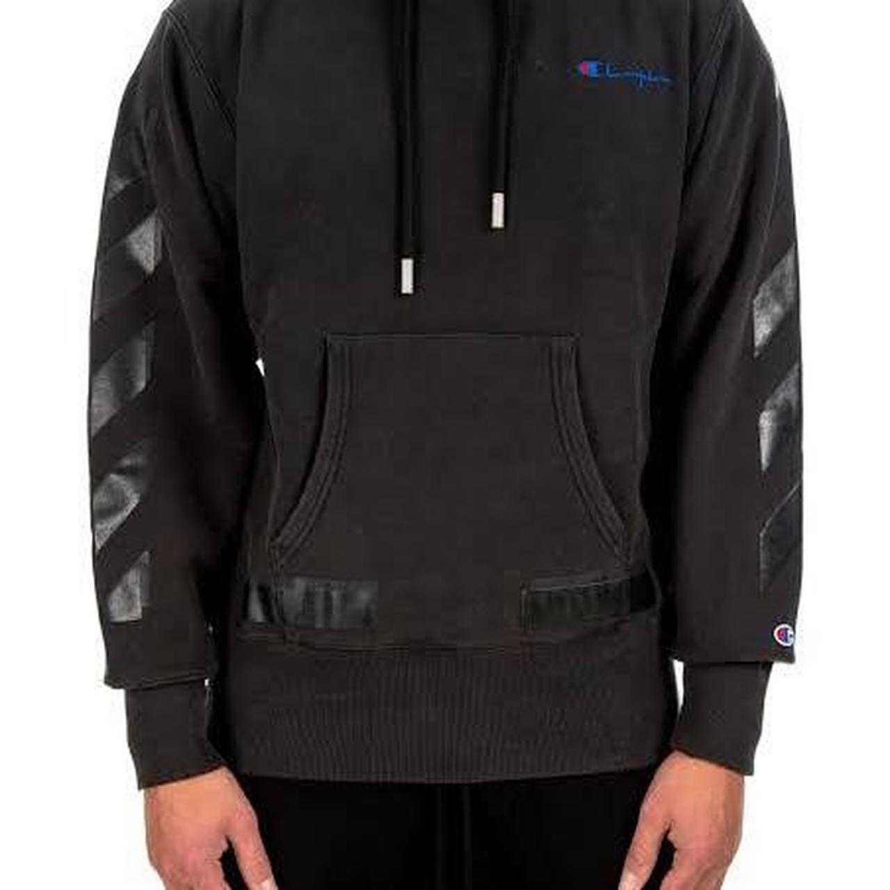 Off white x champion hoodie black sale