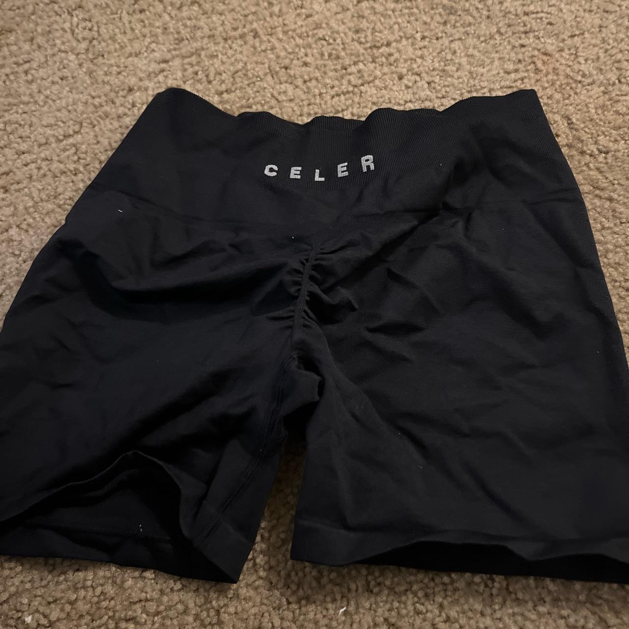 Celer shorts black gym workout  shorts - Depop