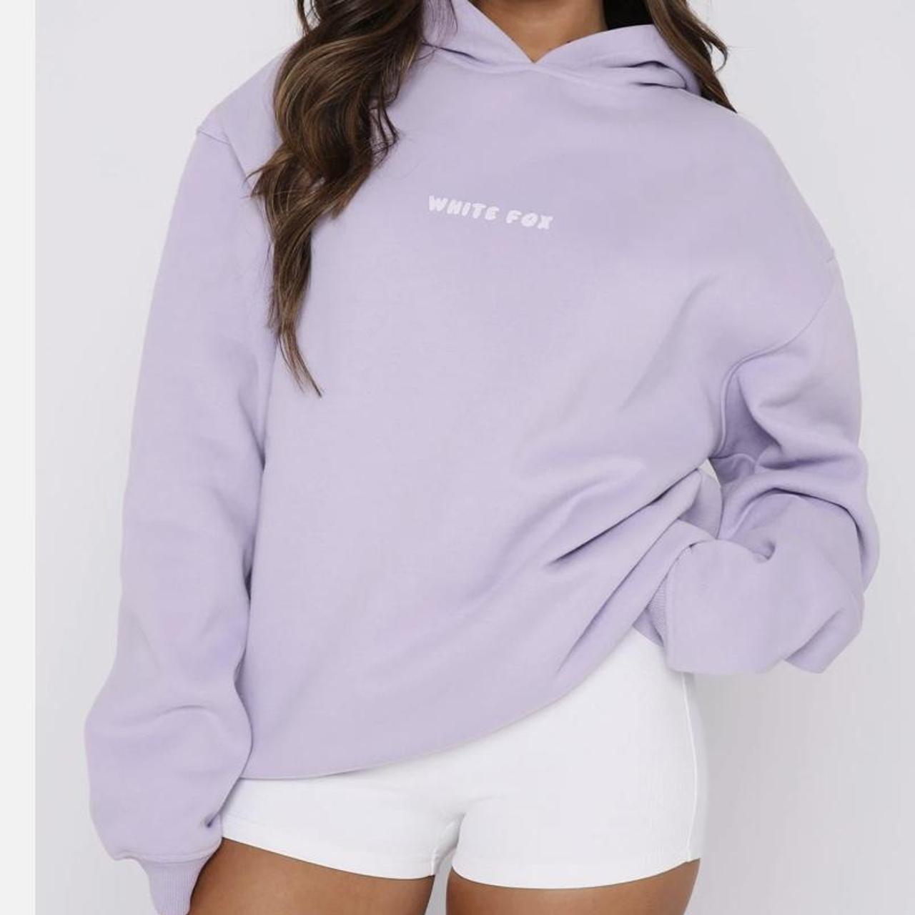 Purple white fox leisure hoodie sweatshirt - Depop