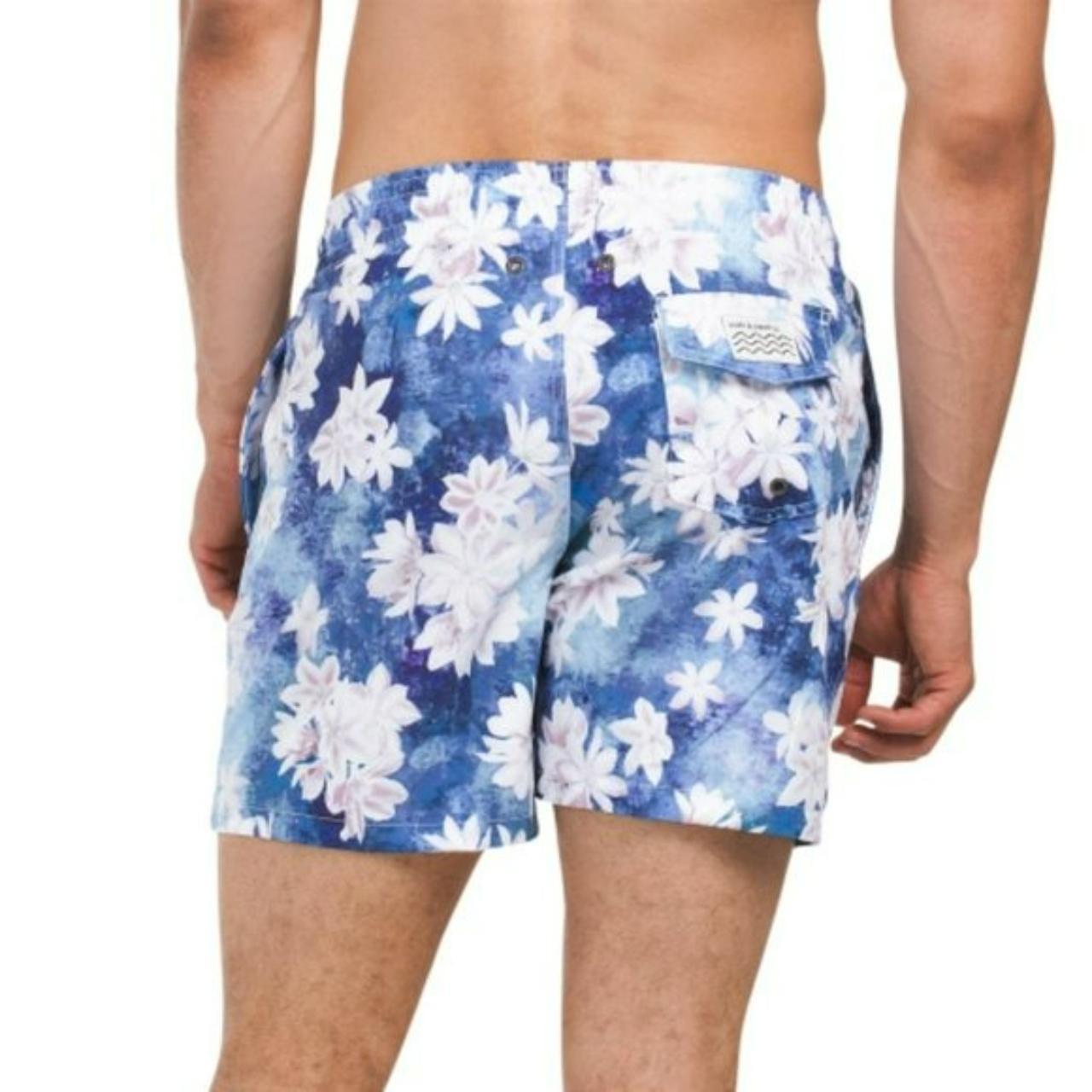 Men's Blue and White Swimbriefsshorts Depop