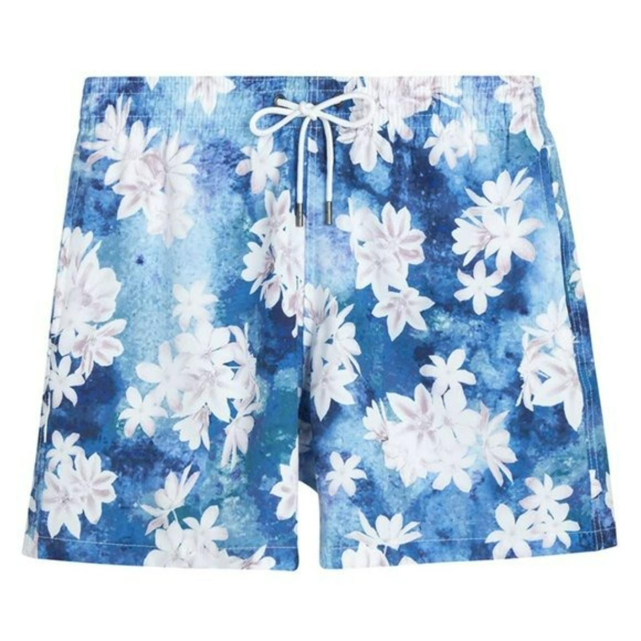 Men's Blue and White Swimbriefsshorts Depop