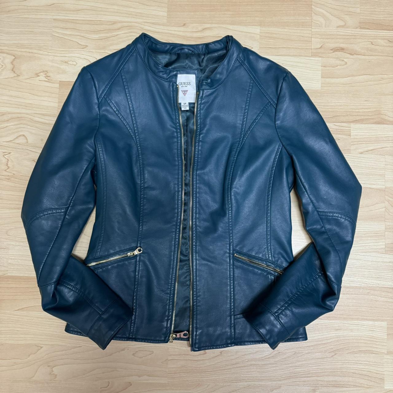 Guess blue store leather jacket