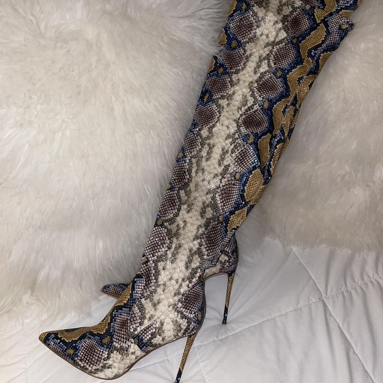 Steve madden snakeskin thigh hotsell high boots