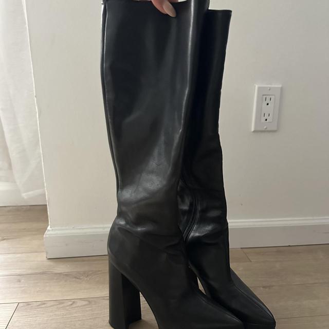 Schutz Elysee up boot size 9 in black faux leather /... - Depop