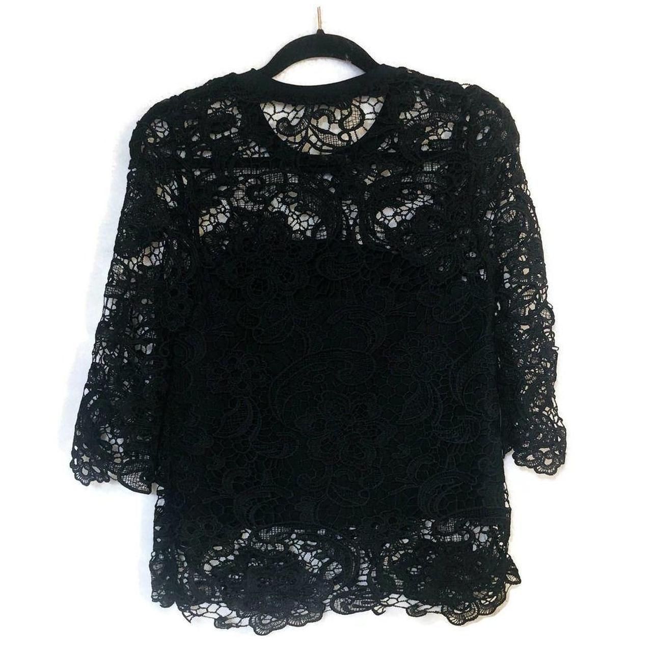 Zara Black Lacy Crochet Top Blouse Lined Size Small... - Depop