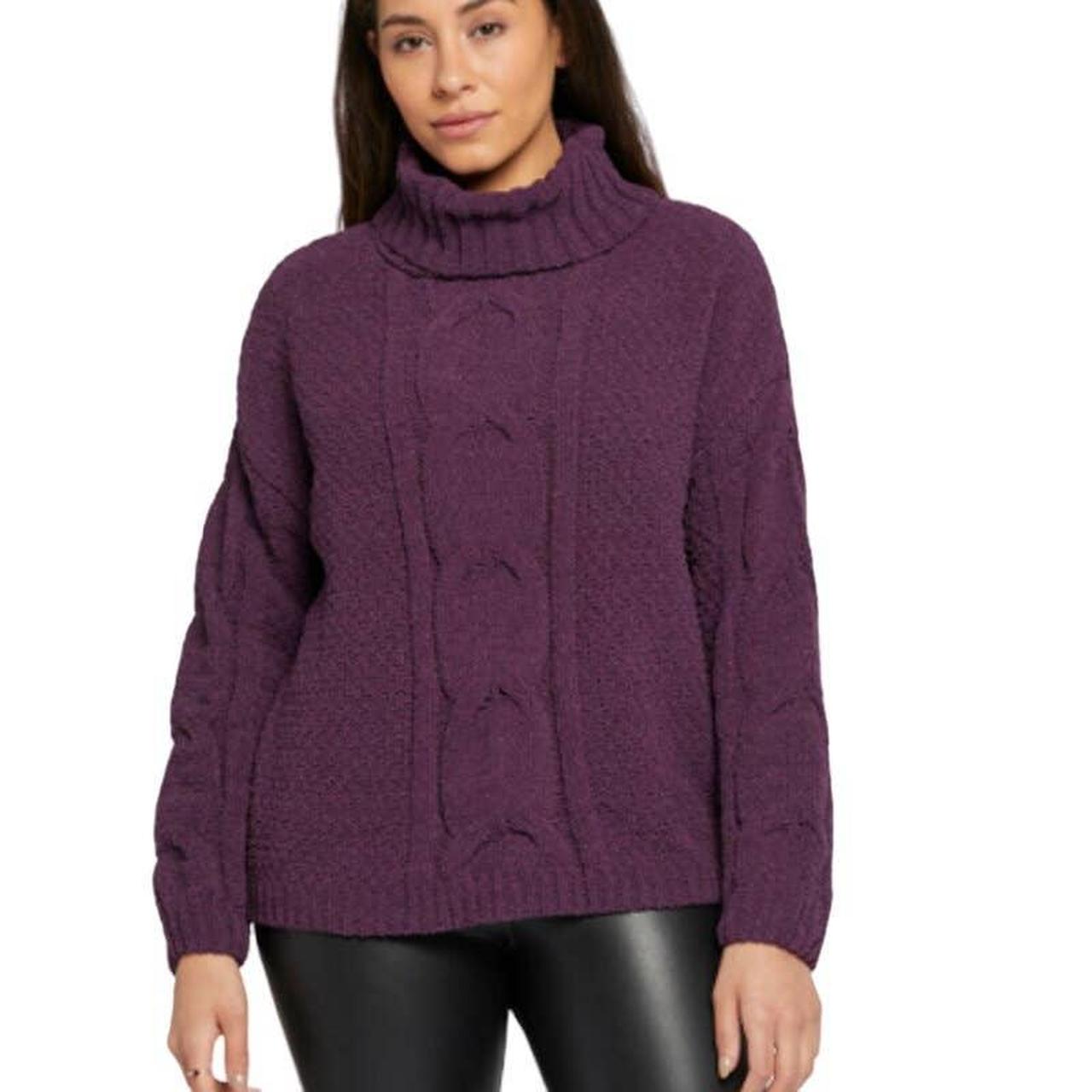 Women’s Plum Over sized Cable Knit Chenille Sweater