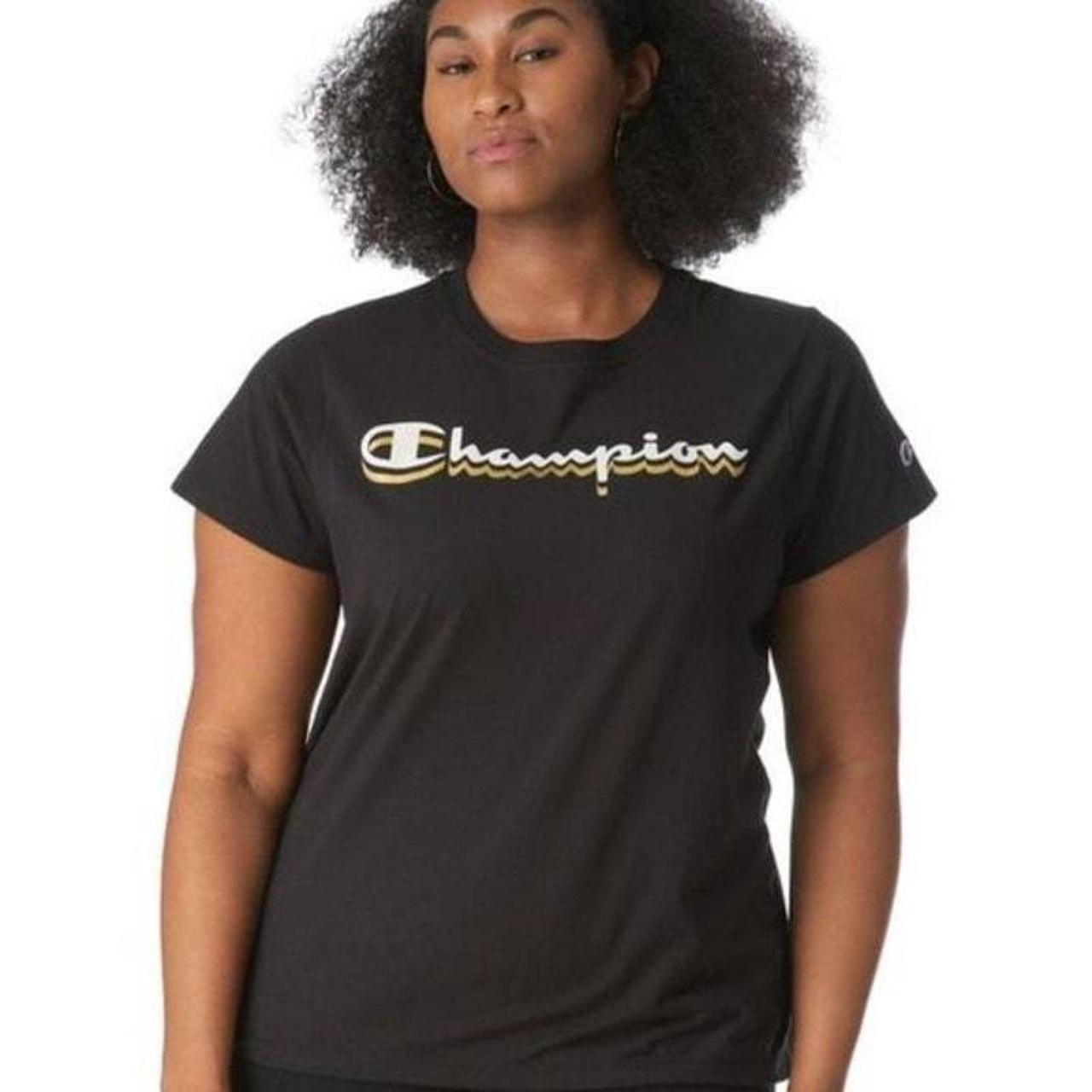 Champion Women s Black Plus Classic Tee Logo Graphic. Depop