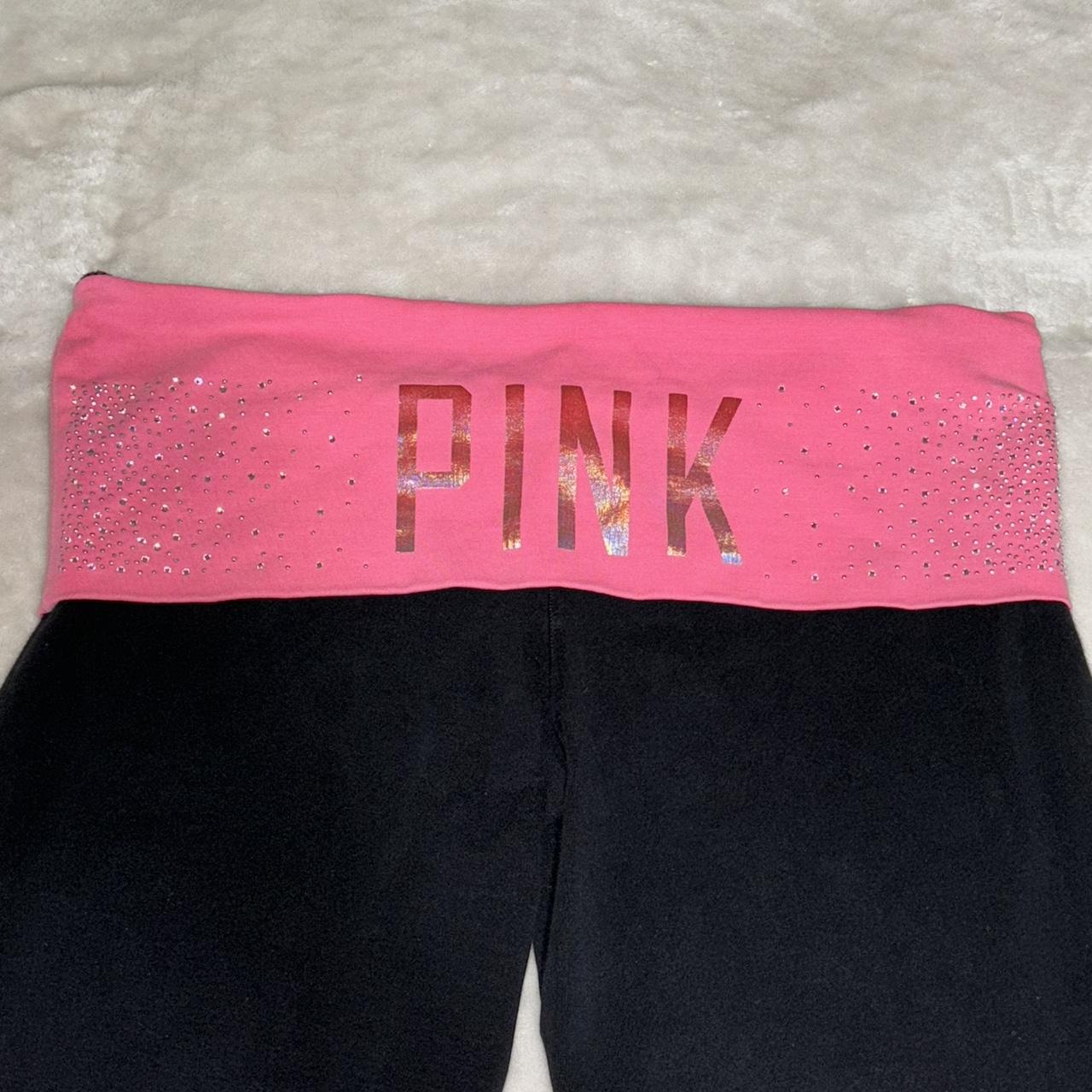 Victoria's Secret PINK BLACK flared leggings PINK LOGO IN BLING