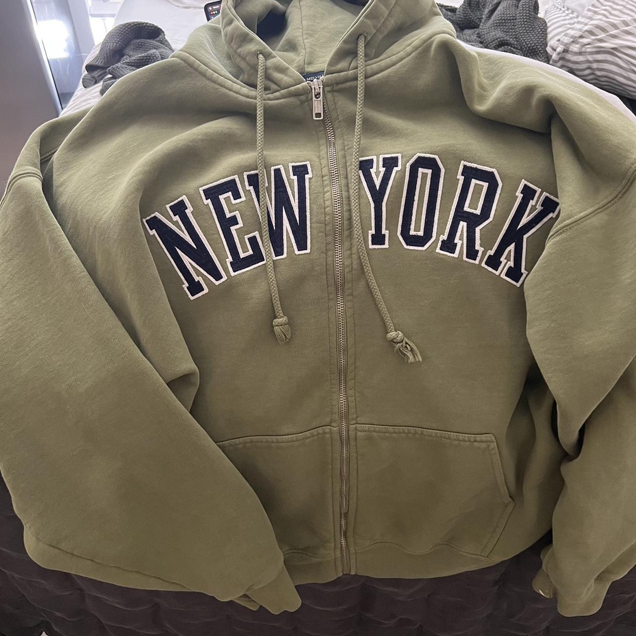 Brandy Melville oversized new york hoodie zip up Green - $56