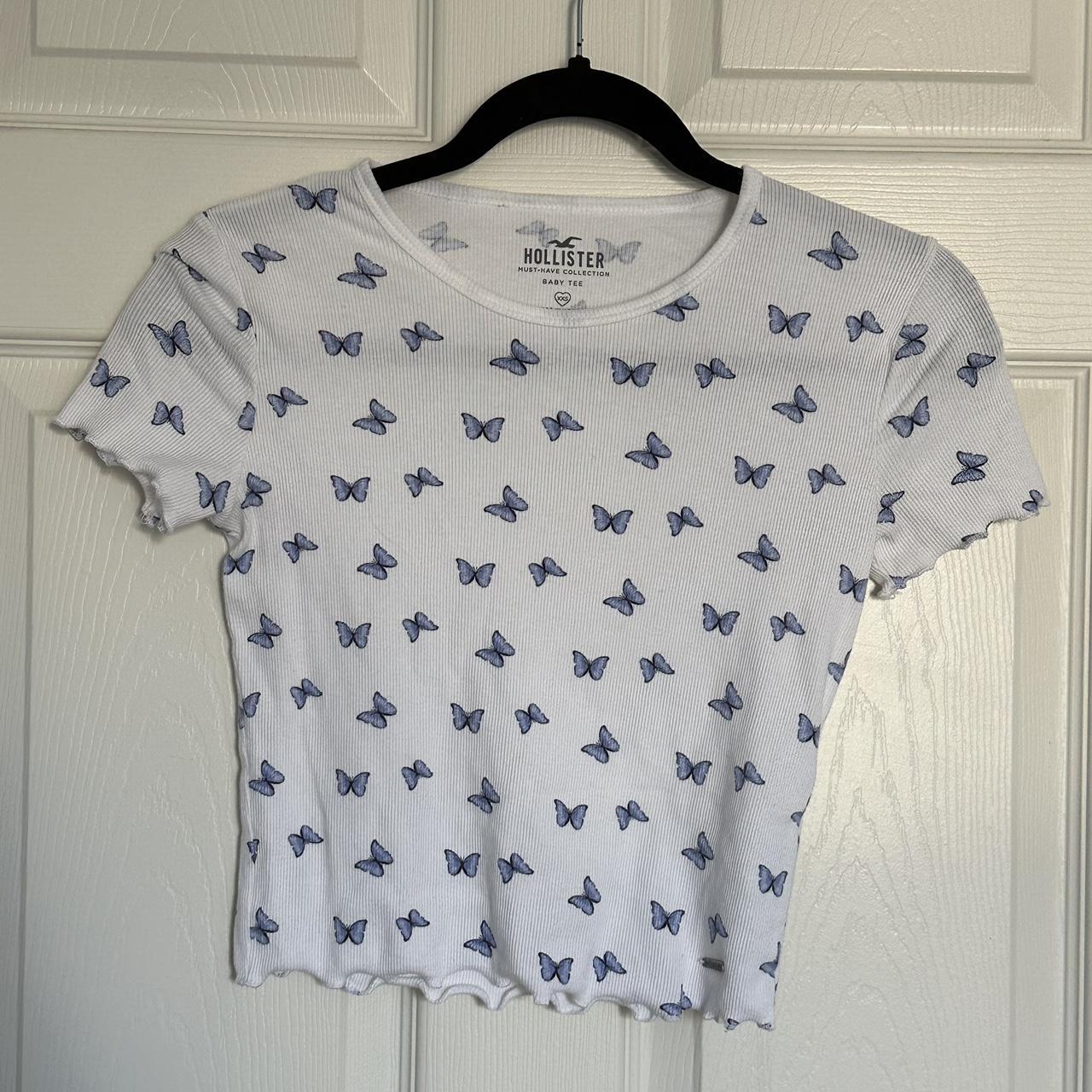 hollister butterfly baby tee MESSAGE BEFORE - Depop