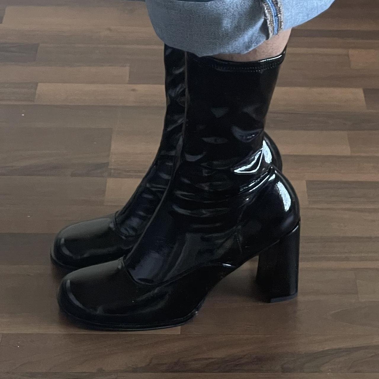 🏹 Asos Design Epsom High Heeled Sock Boots In Black Depop 0178