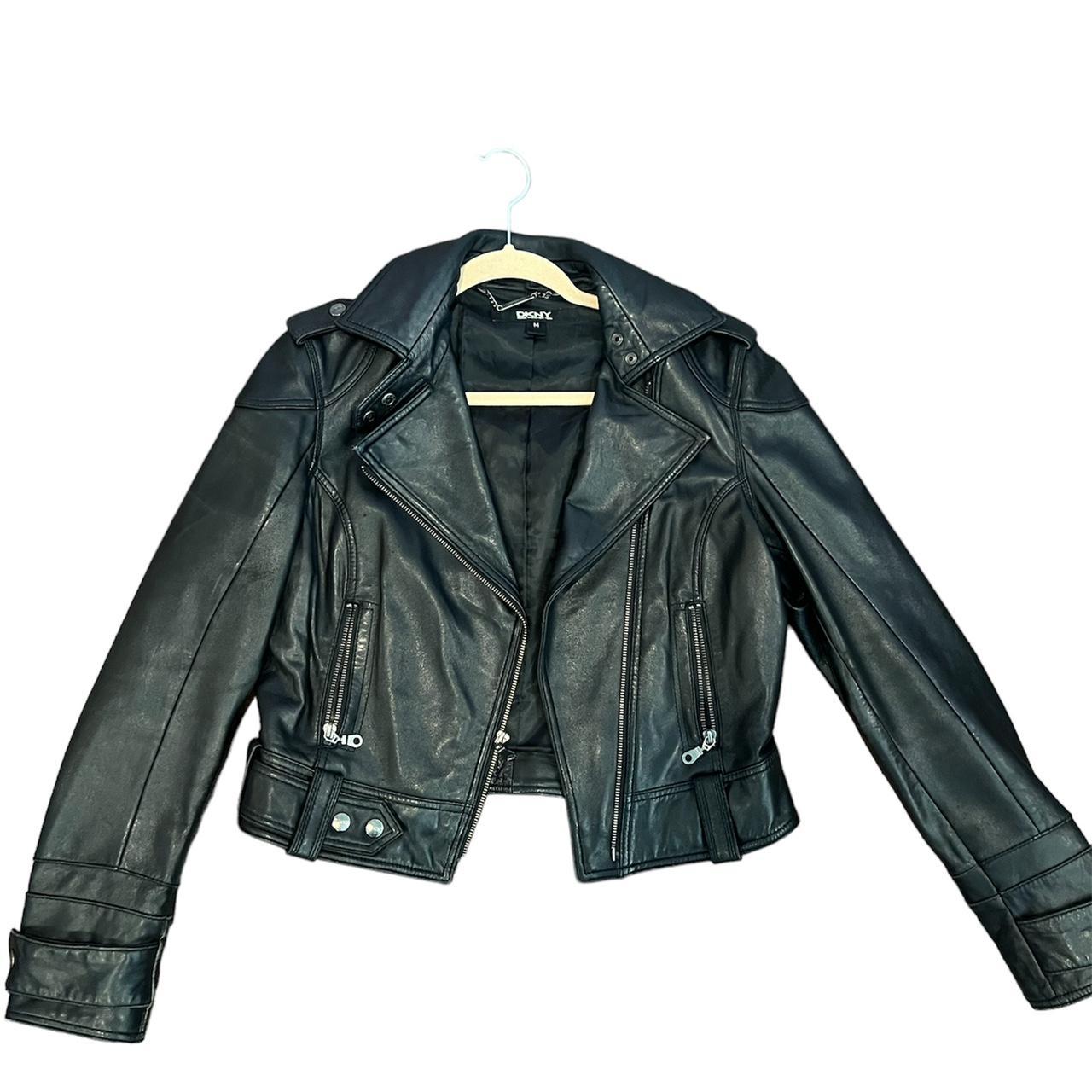 Dkny leather jacket womens hot sale