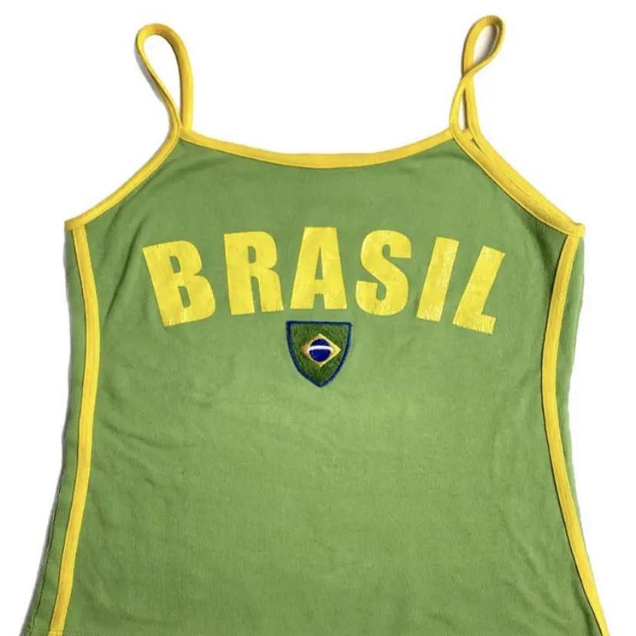 vintage y2k green brasil cami top #vintage #y2k... - Depop