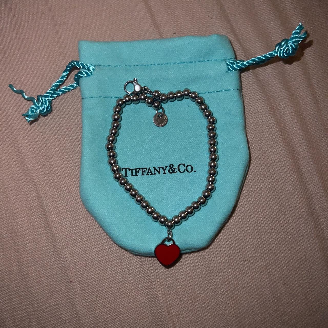 “Tiffany and Co.” red heart beaded bracelet... Depop