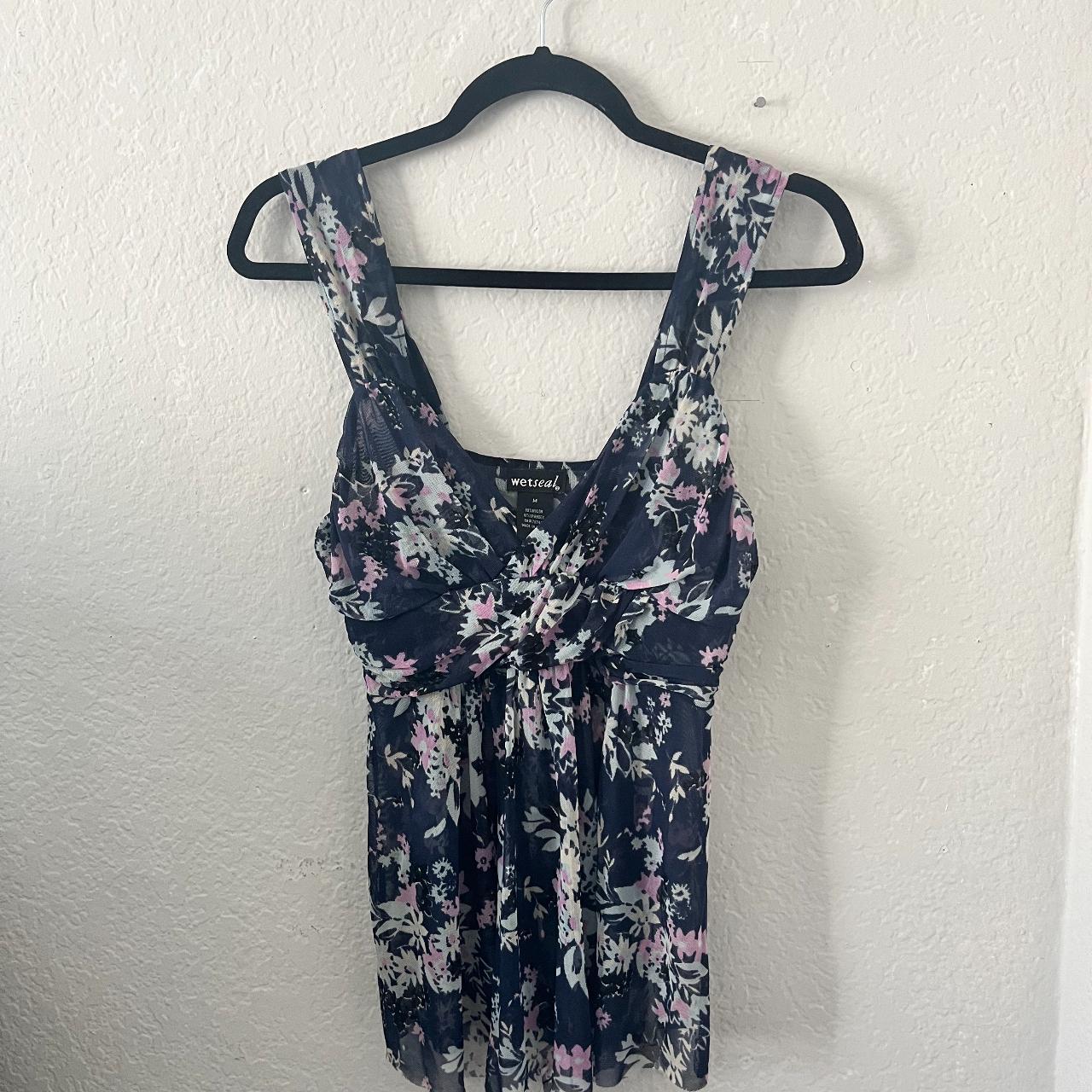 wetseal sheer top with flowery designs 🌸 - size M... - Depop