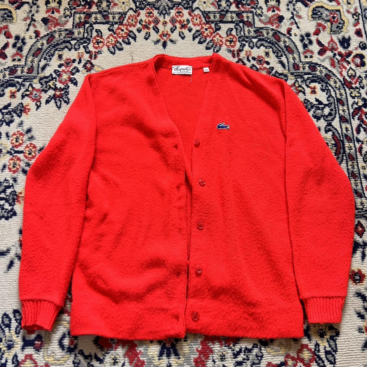 red Lacoste cardigan dupe cardigan lacoste Depop