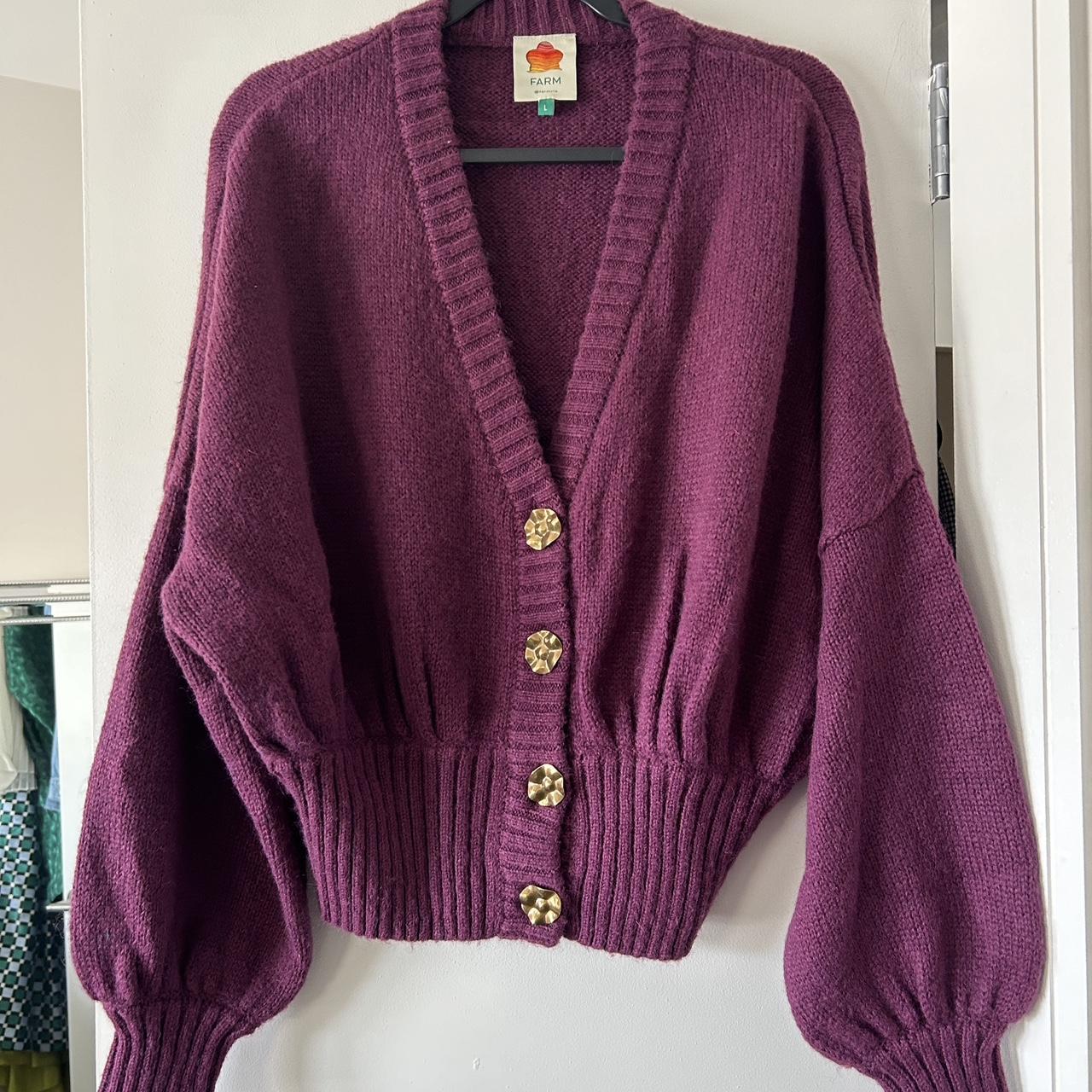 NWT FARM popular Rio Black made in brazil cardigan purple size M