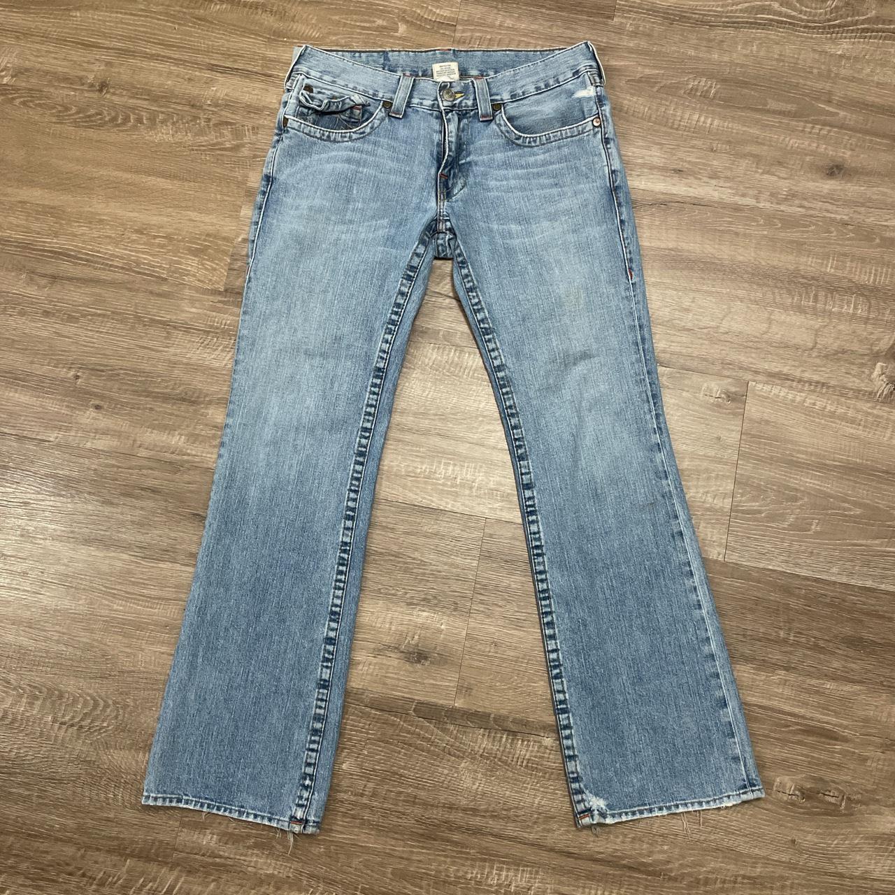 Vintage True Religion Blue Denim USA Made Flare... - Depop