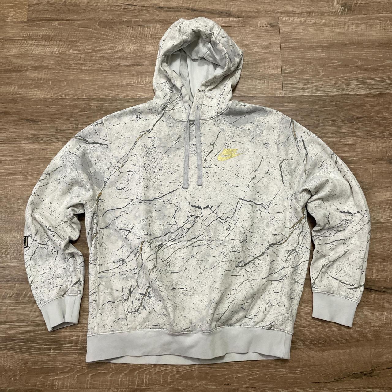 Nike Team Sports White Snow Camo Gold Logo Hoodie. Depop