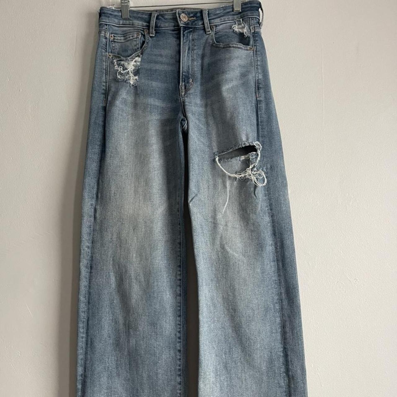 American Eagle Wide Leg Medium Wash Jeans With Depop