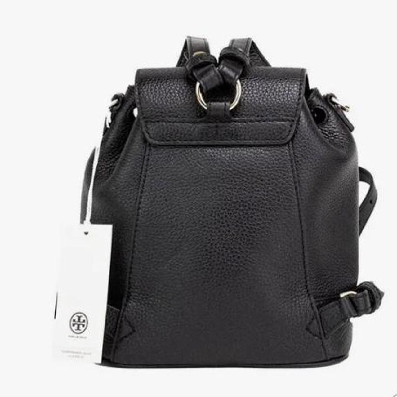 Latest Tory Burch Thea Black Pebbled Leather Mini Backpack Bucket