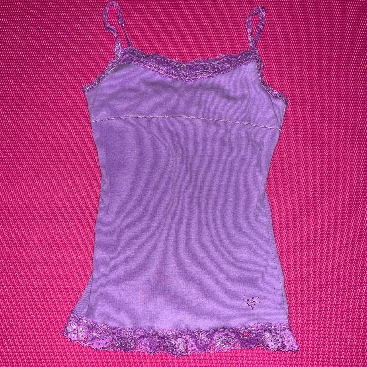 Y2K purple lace justice cami Size youth 12 (fits... - Depop