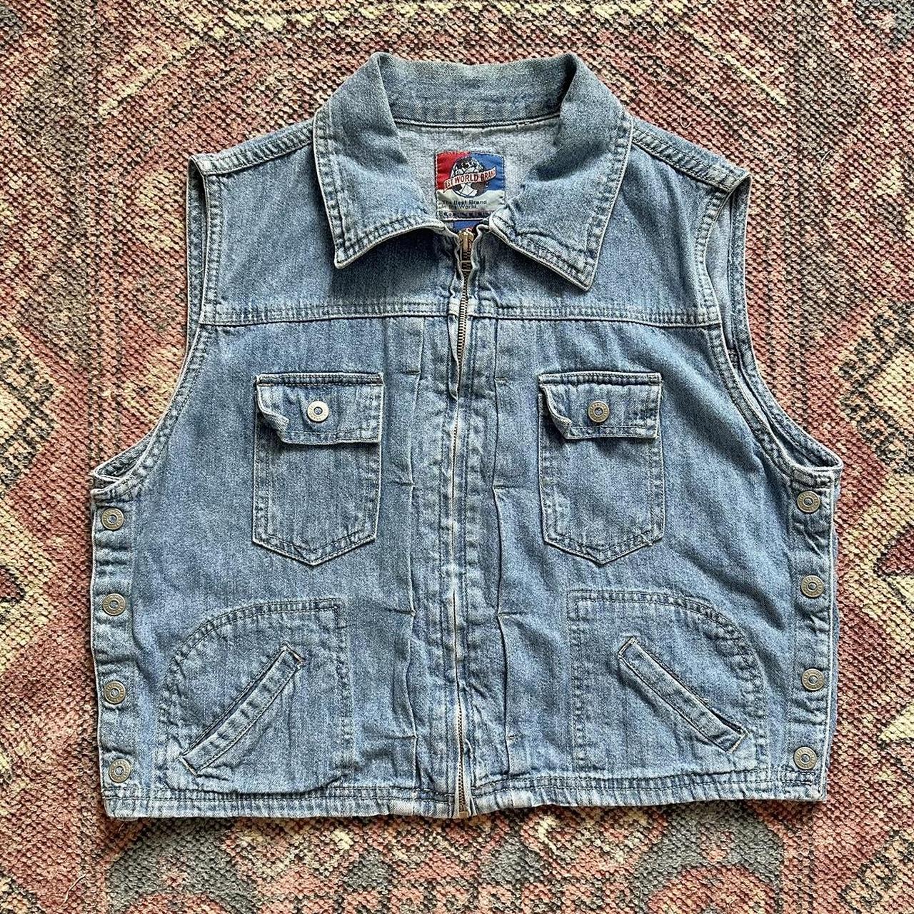 Vintage denim zip up vest 🧸 In perfect condition!... - Depop