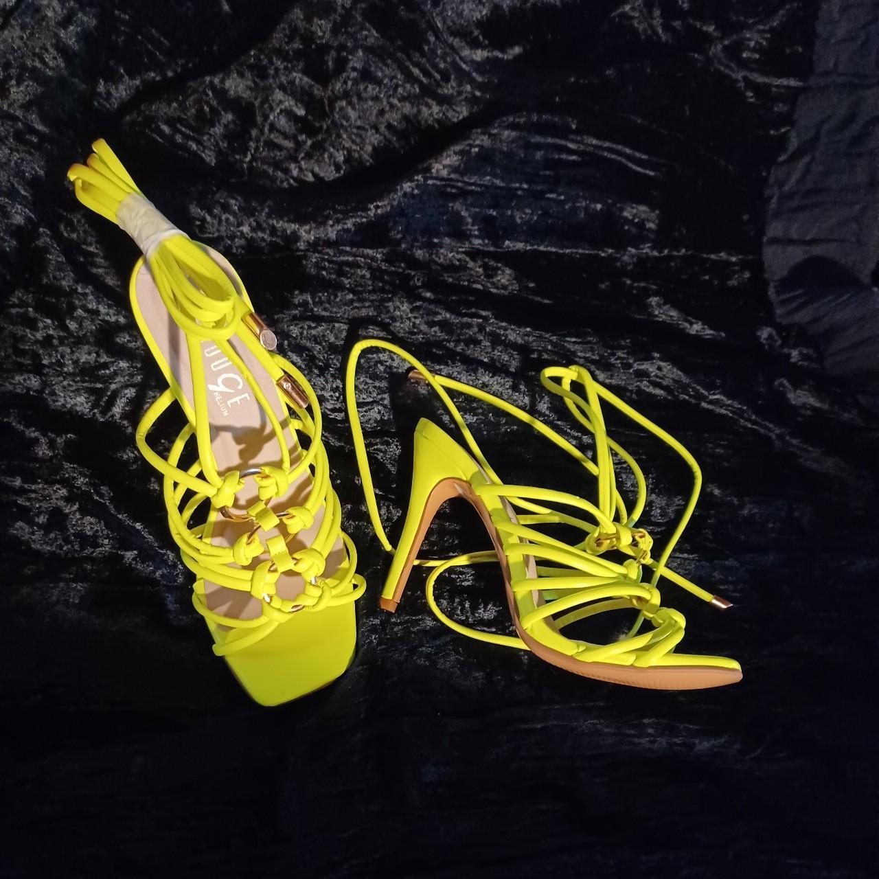 Neon lace up strappy heels Size 6 New with... - Depop