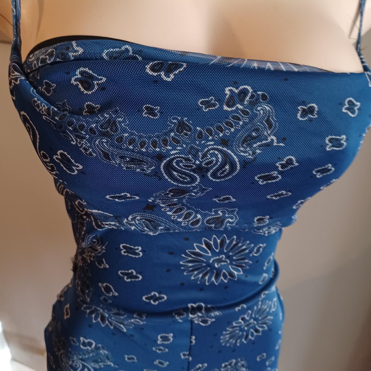 PrettyLittleThing Women's Blue and Navy Jumpsuit Depop