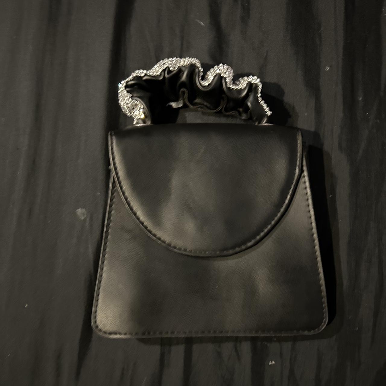 Primark Black crossbody bag with rhinestone handle,... Depop