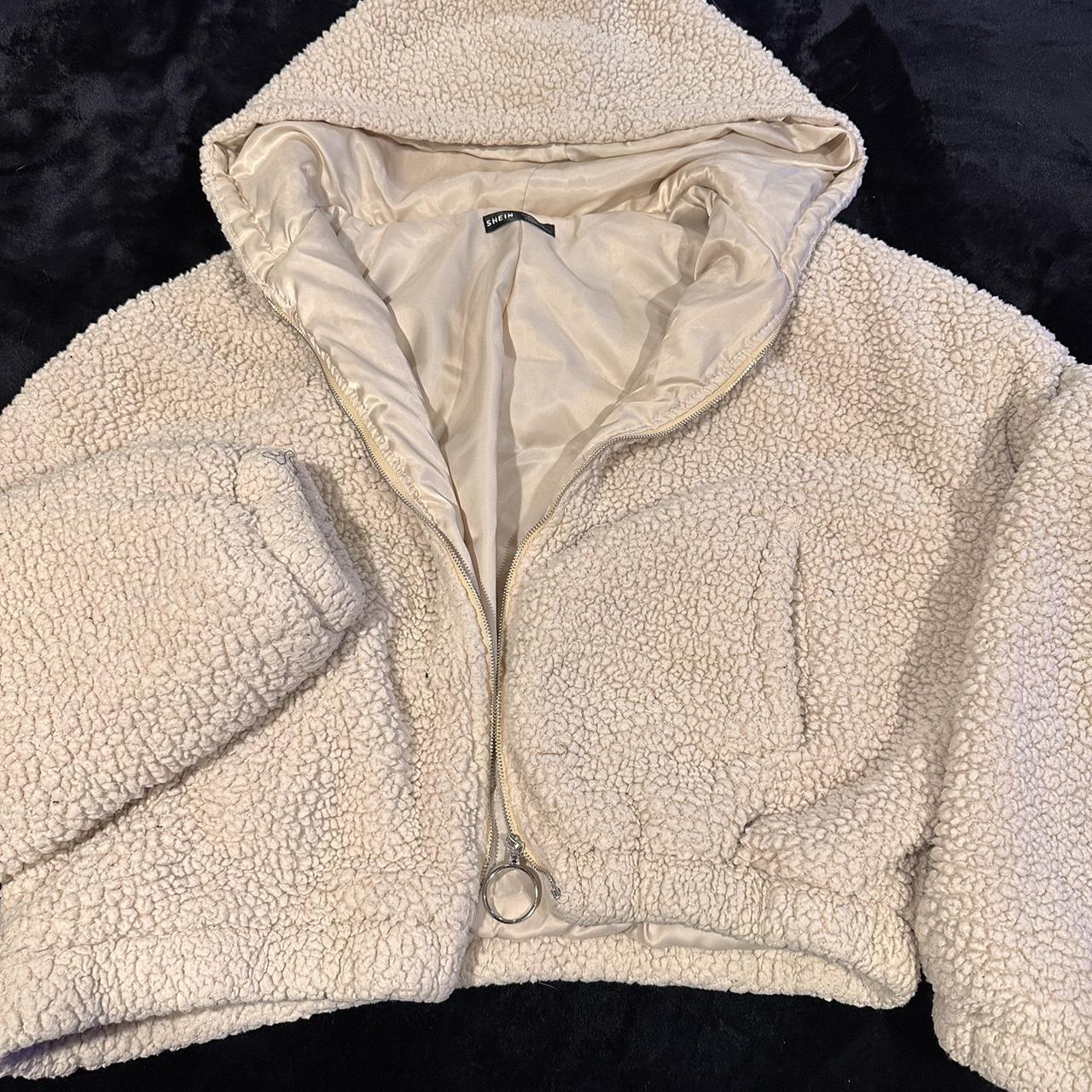 Cream teddy jacket Depop