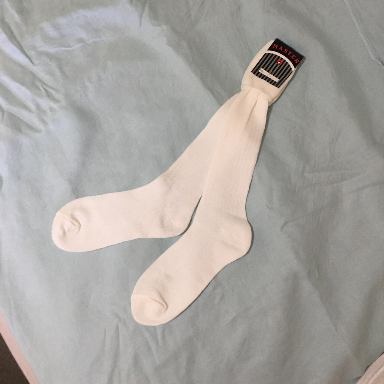 vintage 80s long white socks free size brand new... - Depop