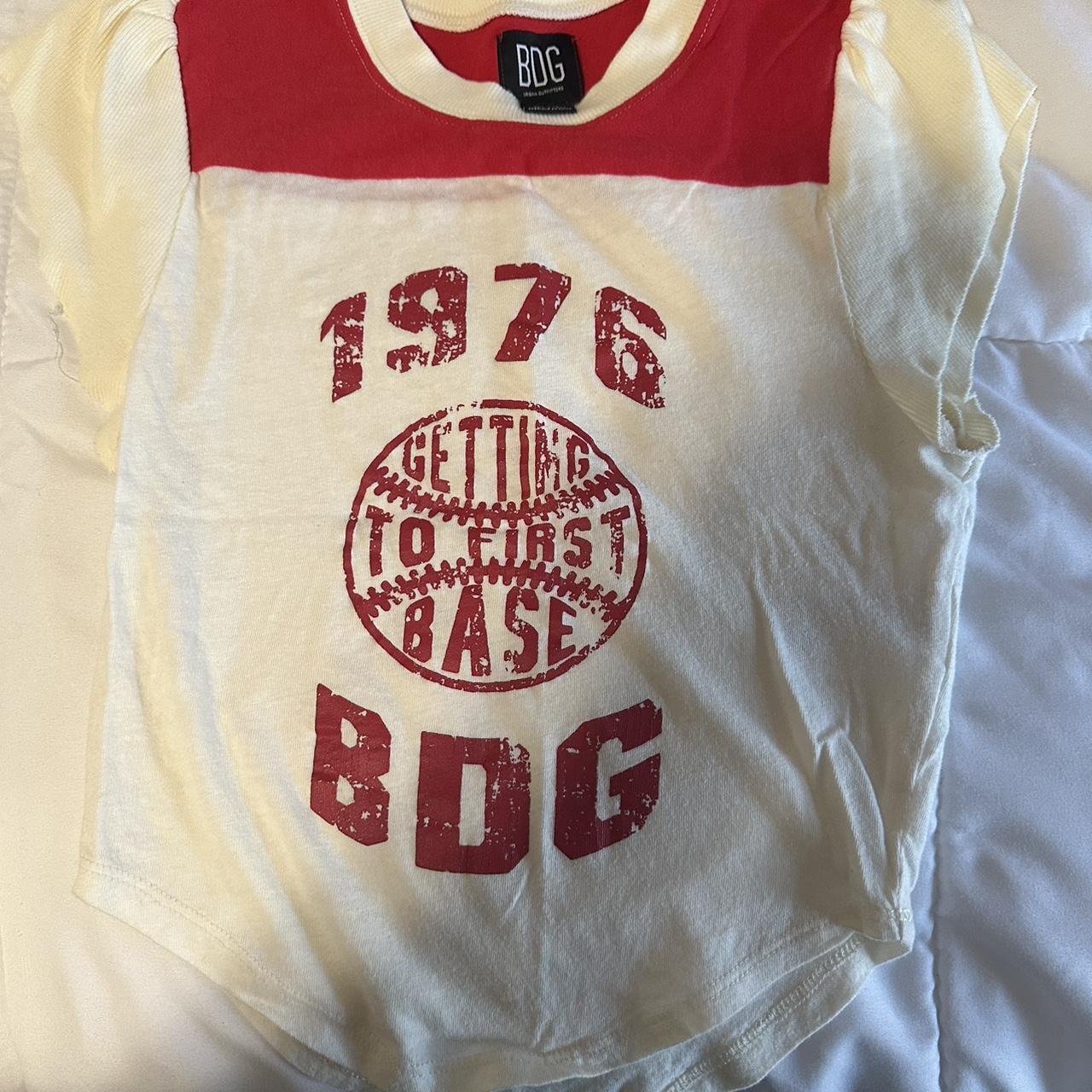 Urban Outfitters Women's White and Red Shirt