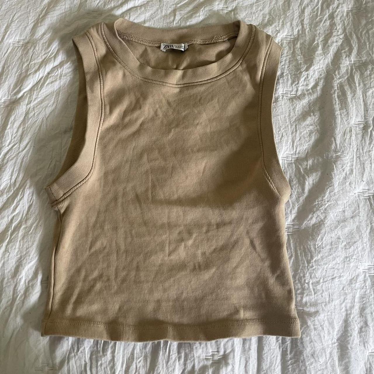 Zara Women's Tan Crop-top | Depop